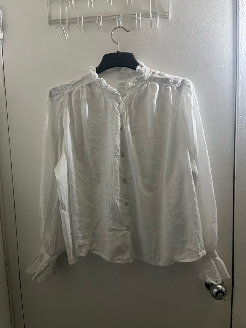 H&M White Trim Cotton Blouse